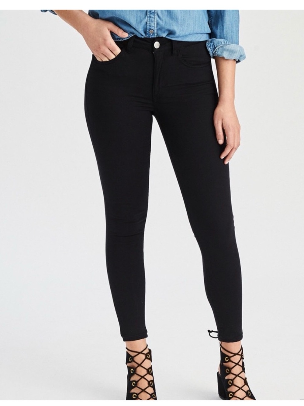 American Eagle Hi-Rise Curvy Black Jeggings Size 14 NWOT